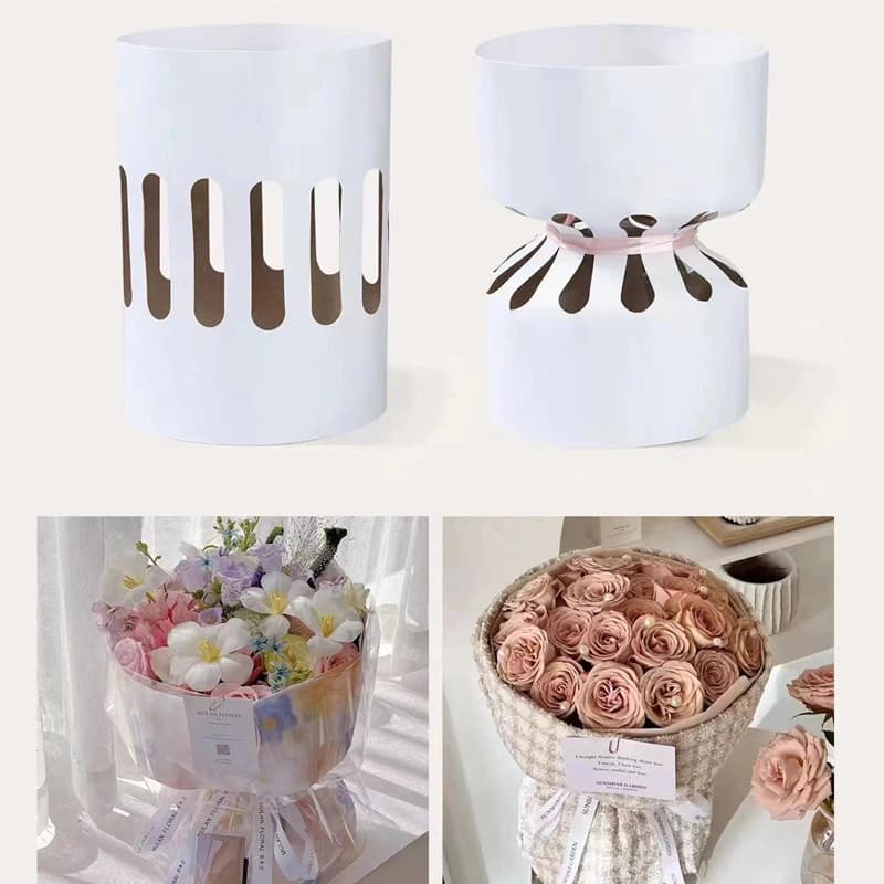 Nouveau design – Emballage rond en papier kraft pour fleurs – Papier d'emballage pour bouquet de roses – Matériel auxiliaire pour fleuriste