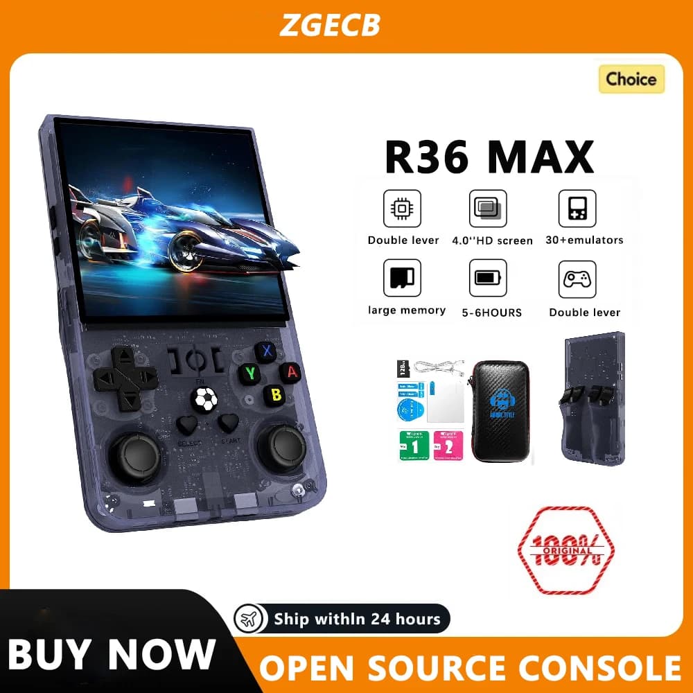 Console de jeu vidéo Portable rétro Open Source R36MAX, puce RK3326 64/128G, lecteur de jeu de poche Portable, écran HD 4 pouces, R36 PRO R36S