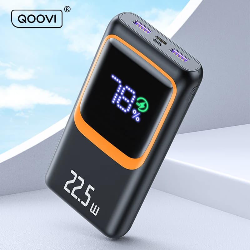 QOOVI 20000mAh batterie externe grande capacité de batterie PD 22.5W charge rapide chargeur Portable pour Samsung iPhone Xiaomi