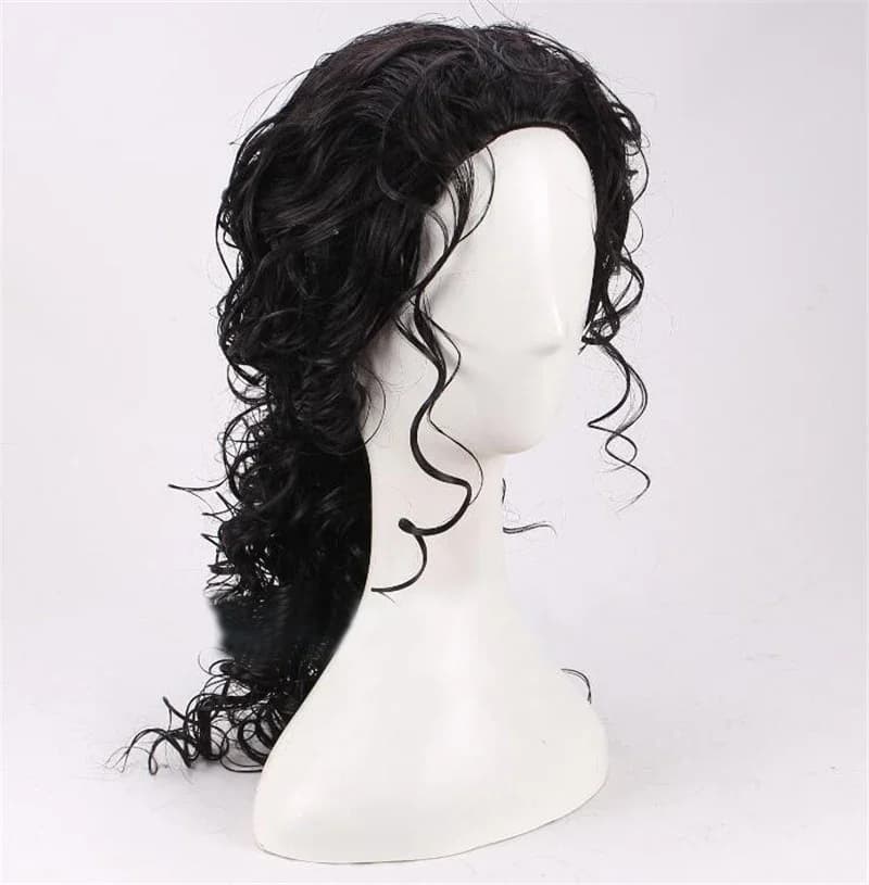 Perruque noire Michael Jackson 2026 pour cosplay, perruque mi-longue bouclée noire pour jeu de rôle Michael, perruque tressée pour Halloween + un
