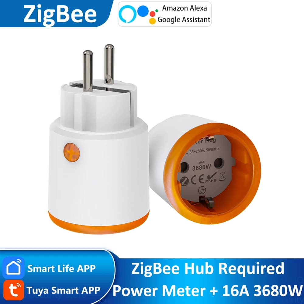 Prise de courant de surveillance de l'énergie domestique intelligente, prise UE, Tuya Zigequation, Alexa Google, Home Assistant, Zigbee2mqttt,
