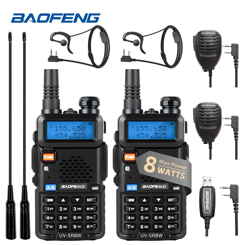 BaoFeng UV-5R 8W Tri-Power talkie-walkie haute puissance double bande longue portée 128 CH Portable UV 5R jambon Radio bidirectionnelle 1/2 pièces