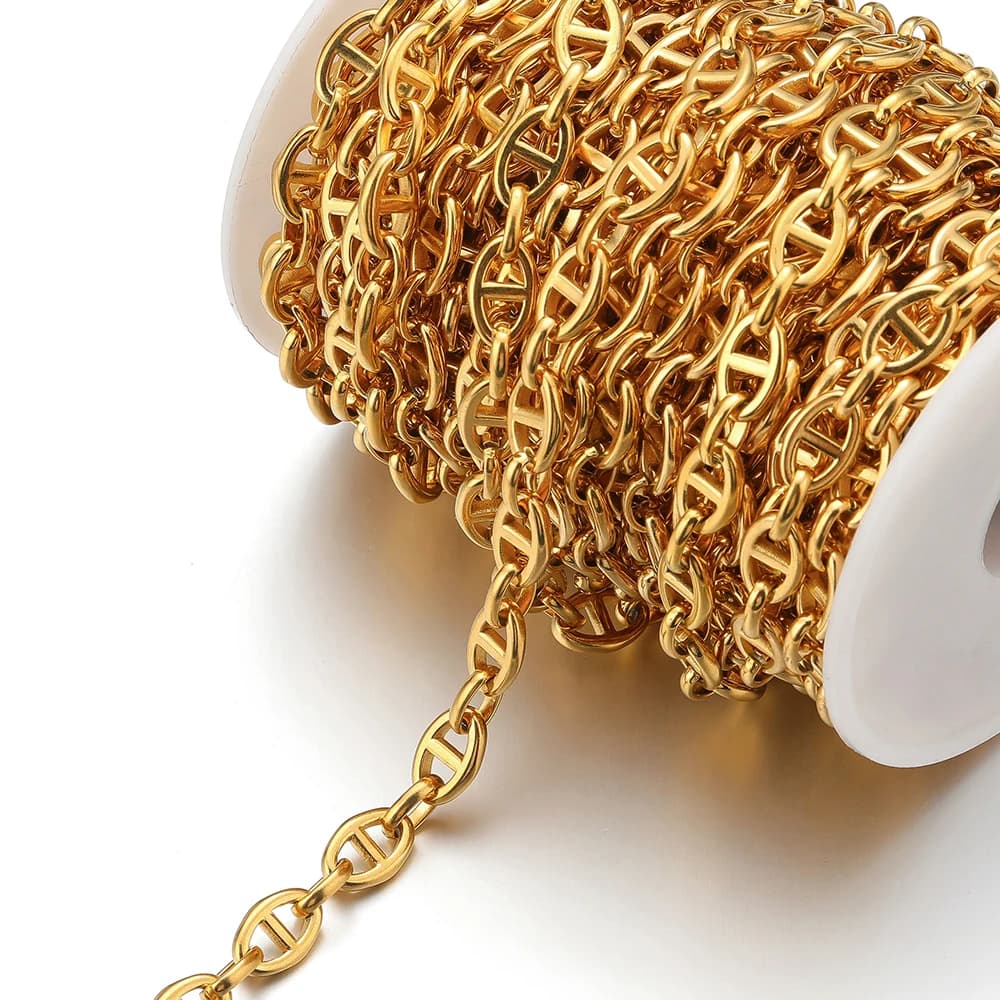 Chaîne en acier inoxydable de 1 mètre, type « Grain de café », pour la fabrication de bijoux DIY, colliers, bracelets, chaînes de cheville,