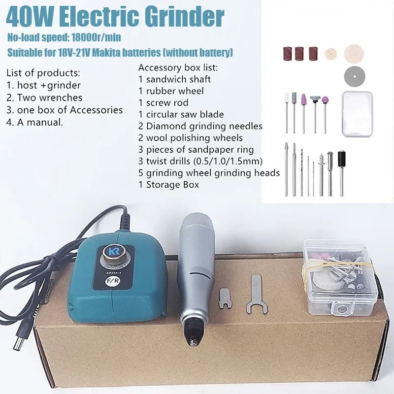 Makita – Mini broyeur électrique 40W, vitesse sans charge jusqu'à 18000r/min, bricolage domestique, pour batterie 18V-21V, sans batterie