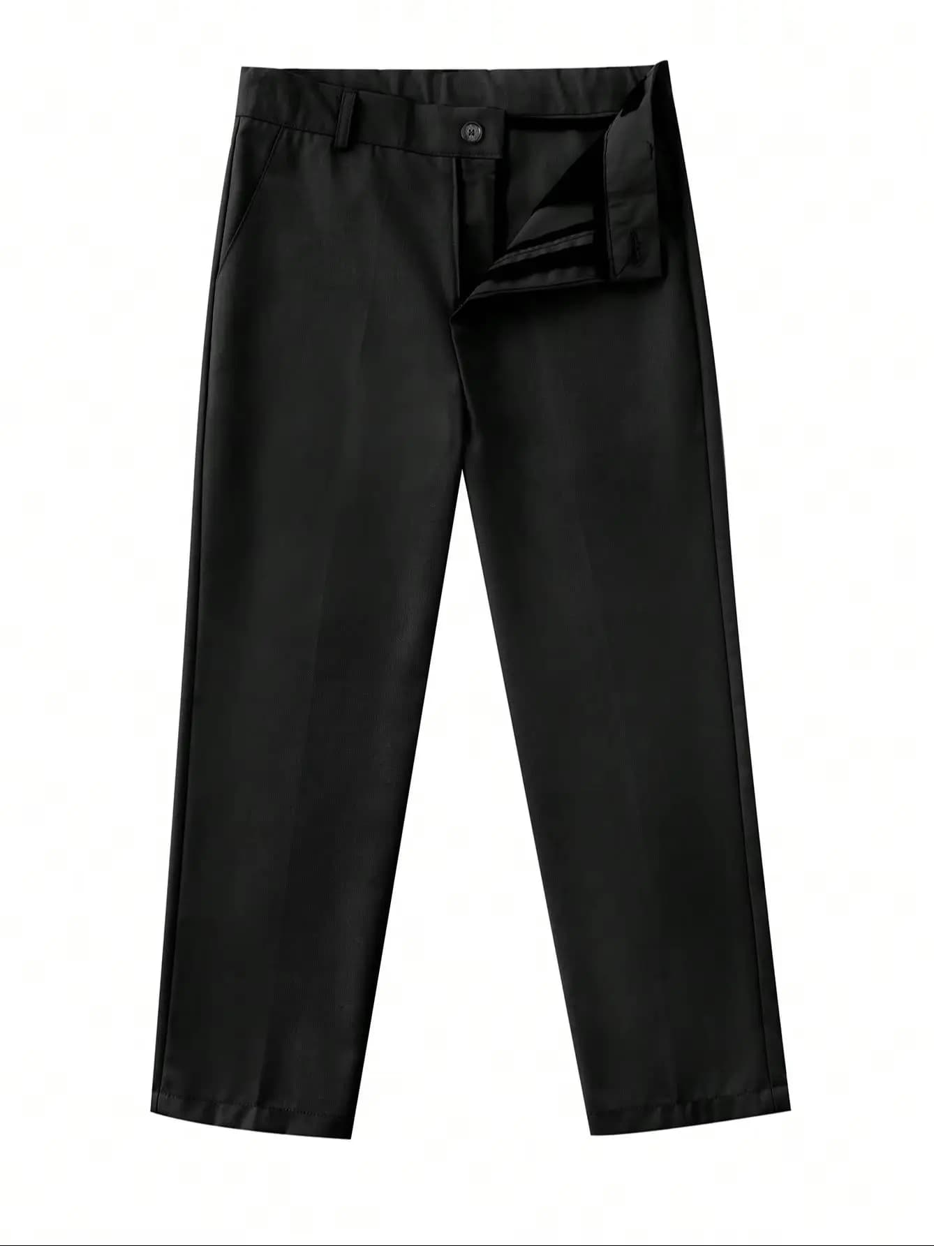 Tween Boy – pantalons longs noirs à simple boutonnage pour la rentrée scolaire, uniformes scolaires pour jeunes garçons