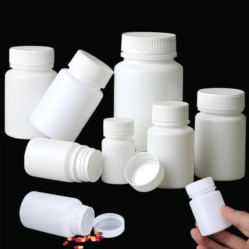 100 pièces de flacons à médicaments en plastique HDPE blancs vides de 15 ml à 100 ml avec couvercle, contenants portables pour pilules, comprimés