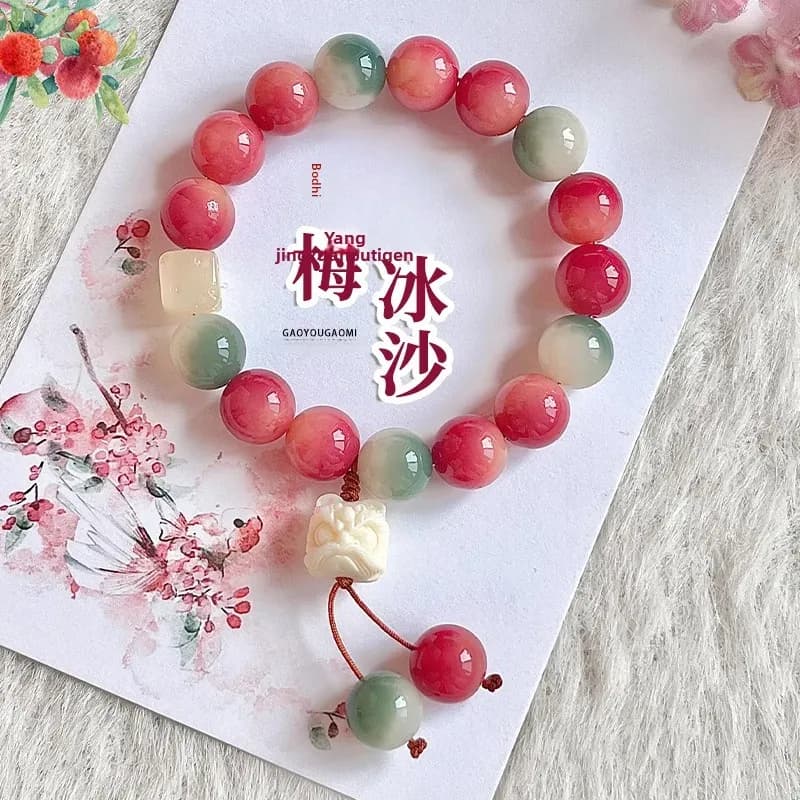 Myrica Rubra – Bracelet à racine de Bodhi à fleurs flottantes, pour étudiants, tout-assorti autour du doigt, plaque souple, perles de jeu,