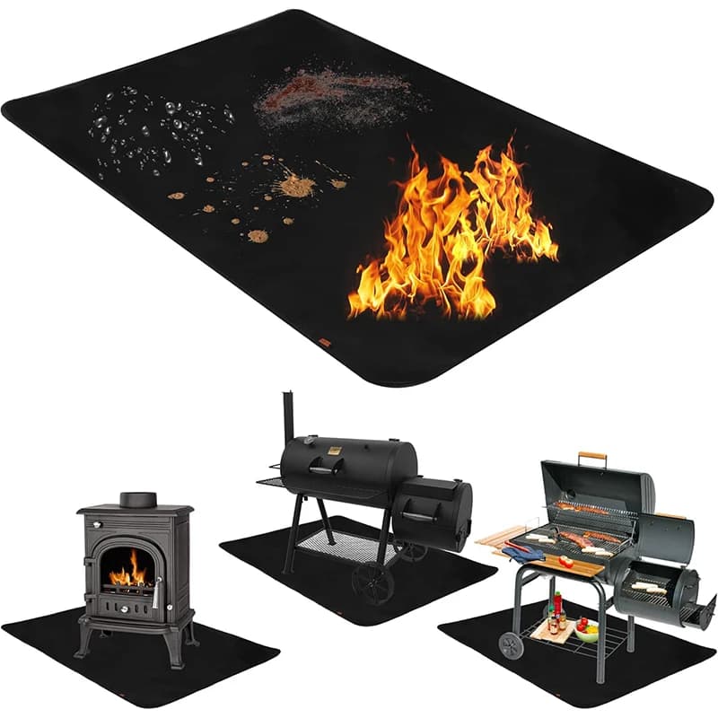 LMETJMA-Tapis de gril double face en polymère, résistant à l'eau et au feu, pour l'extérieur, JT335