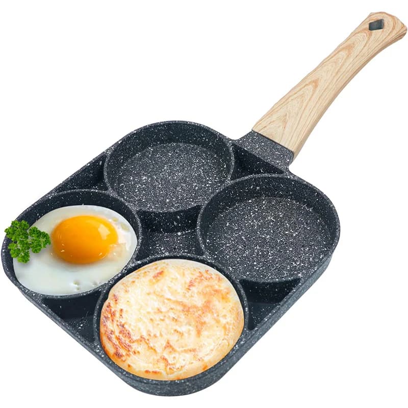 LMETJMA Poêle à œufs Poêles à crêpes antiadhésives 4 tasses Ustensiles de cuisine Poêle à crêpes Poêle à œufs adaptée à la cuisinière