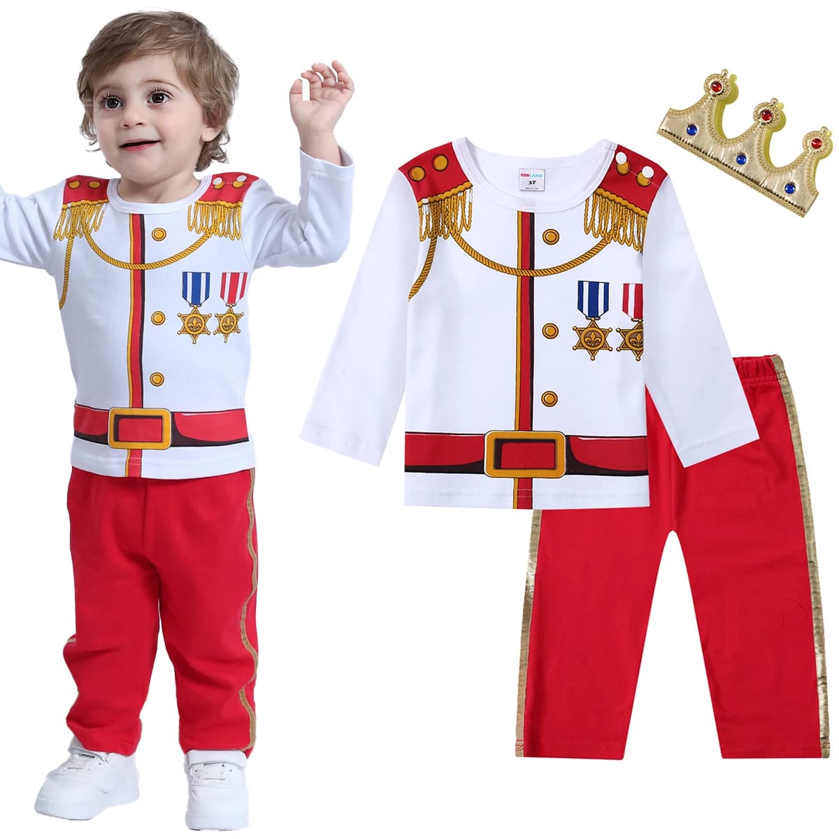 Todder garçons Prince charmant Costume Halloween pompier vêtements infantile photographie vêtements bébé carnaval Cosplay rayé prisonnier