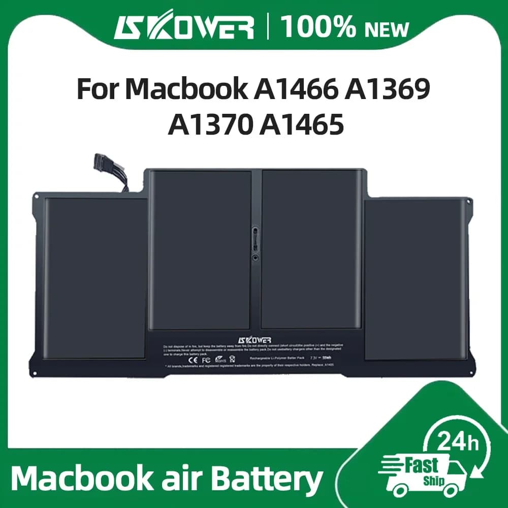 SKOWER – batterie haute performance pour ordinateur portable Apple Macbook Air 11 13 pouces A1466 A1370 A1369 A1465, A1375, A1406, A1405, A1377
