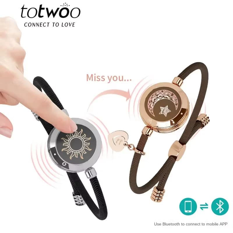 totwoo Bracelets lumineux et vibrants au toucher longue Distance pour Couples, cadeaux de relation longue Distance Bracelet d'amour intelligent soleil