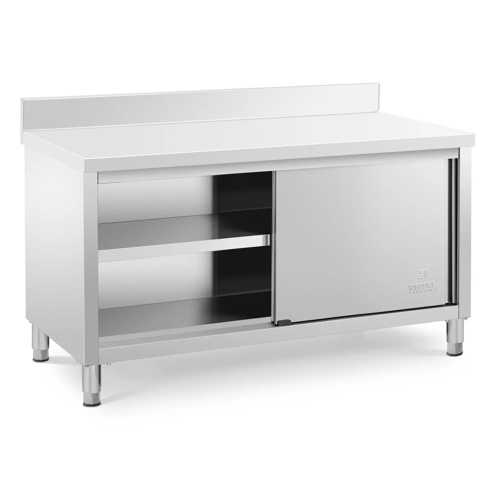 RVS Werkkast ECO 150 x 70 cm 600 kg Achterwand Royal Catering - Werktafels met Kast by
