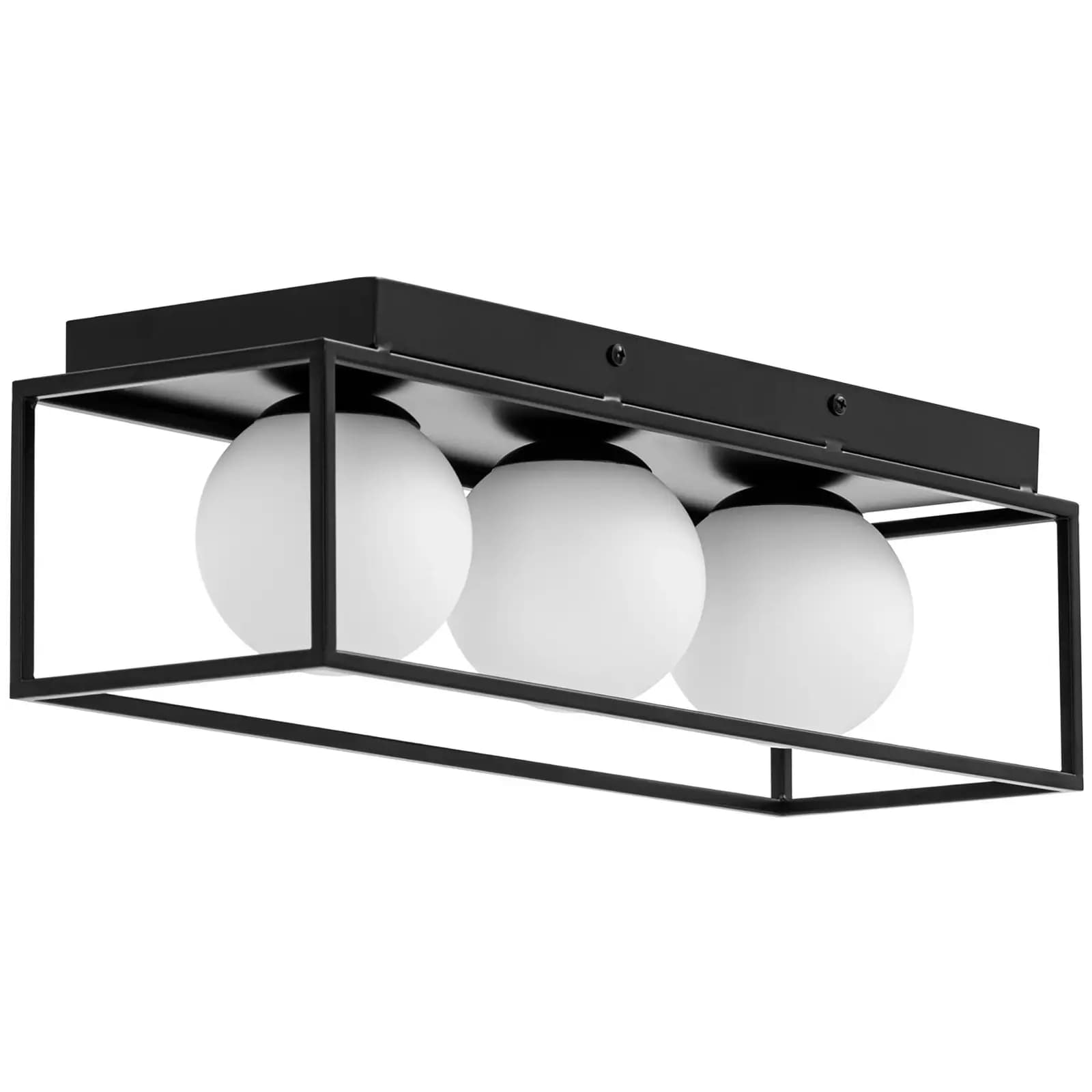 Plafondlamp 3 Glazen Bollen in Ijzeren Frame - Tuingereedschap by Uniprodo