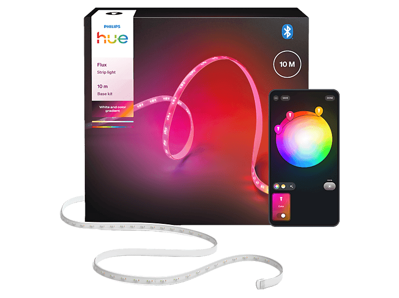 Philips Hue Ruban Led Flux 10 M Technologie Chromasync™. Lumière Blanche Naturelle Vive Et Colorée - 2000 Lumens