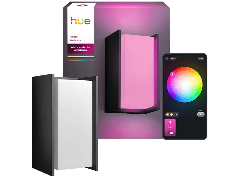 Philips Hue Applique Turaco - Eclairage De Jardin Gris Anthracite Ip44 Lumière Blanche Et Colorée 1100 Lumens