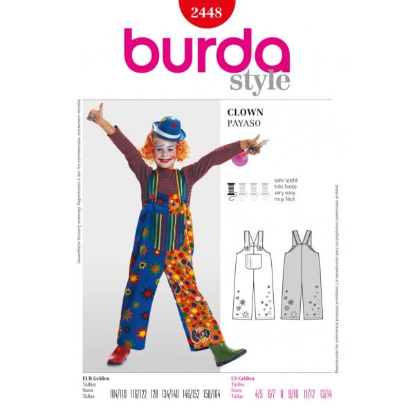Clown (maat 104/110-158/164) Burda 2448 -  Patronen - multi
