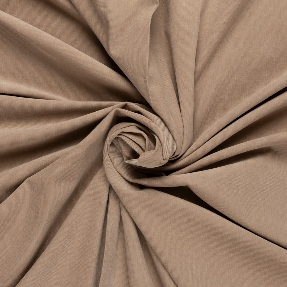 Café latte fijn stretch cord - katoen mix Stoffen - beige - 135 cm breed