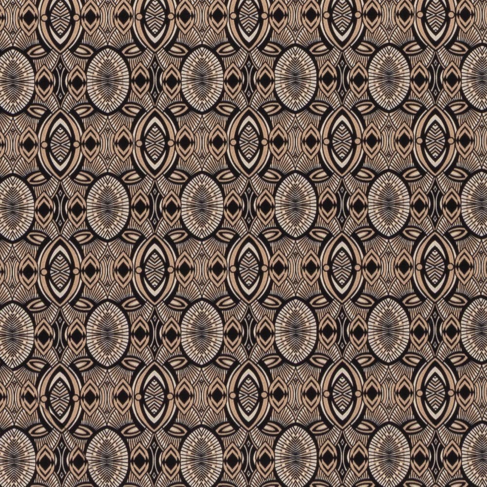 Beige satijnkatoen stof met strech abstract bedrukt Italiaans import - katoen Stoffen - beige - 140 cm breed