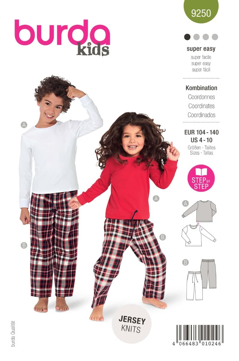 Pyjama (maat 104-140) Burda 9250 -  Patronen - multi