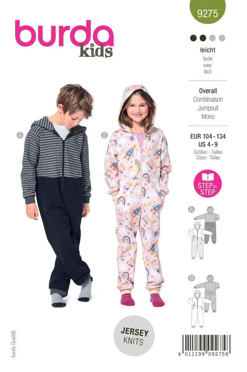 Onesie (maat 104-134) Burda 9275 -  Patronen - multi