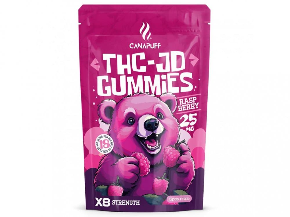CanaPuff THCJD Gummies Himbeere, 5 Stück x 25 mg THCJD, 125 mg