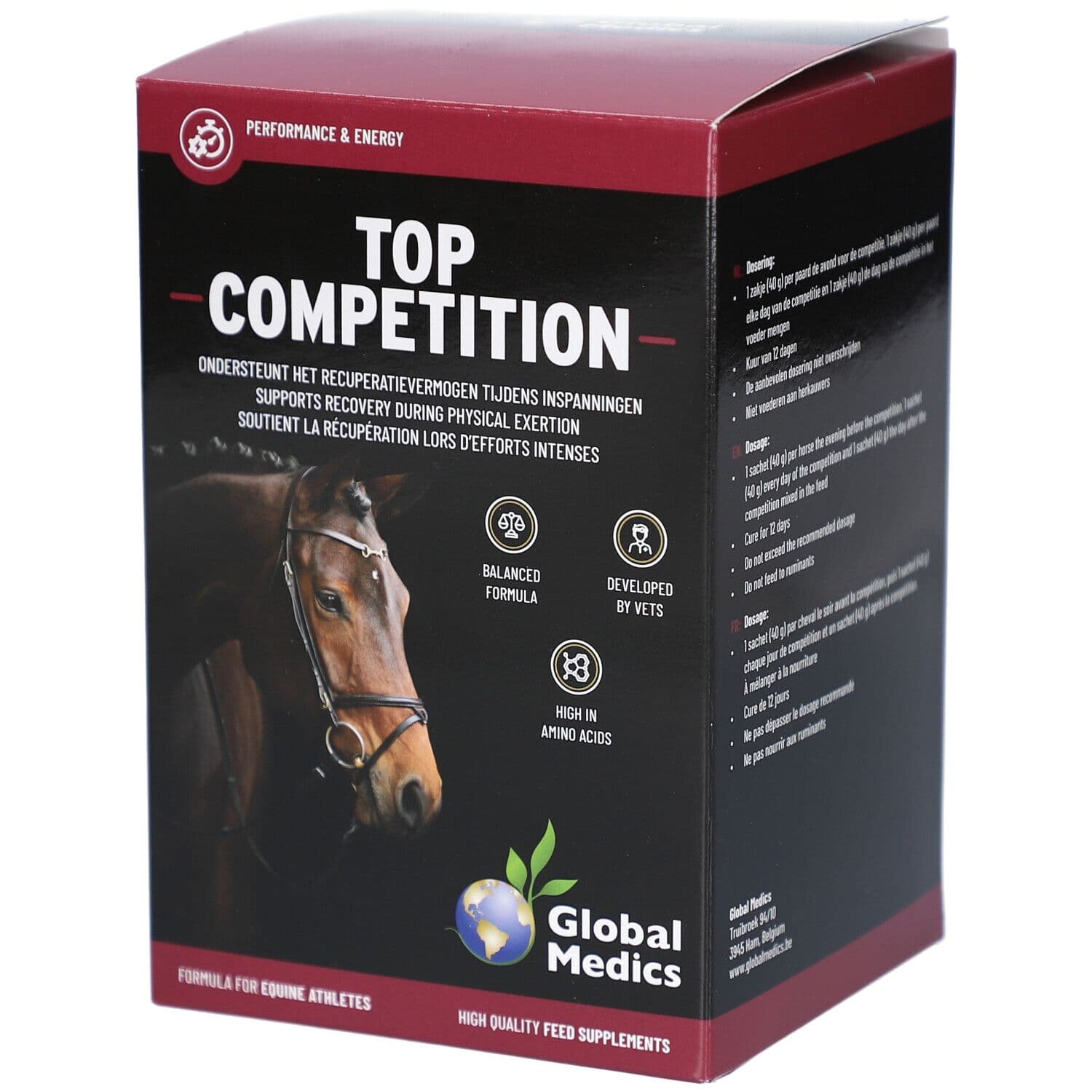 Top-Competition 12x40 g | Energie Herstel Antioxidanten| All-in-one wedstrijdsupplement voor sportpaarden Zakje