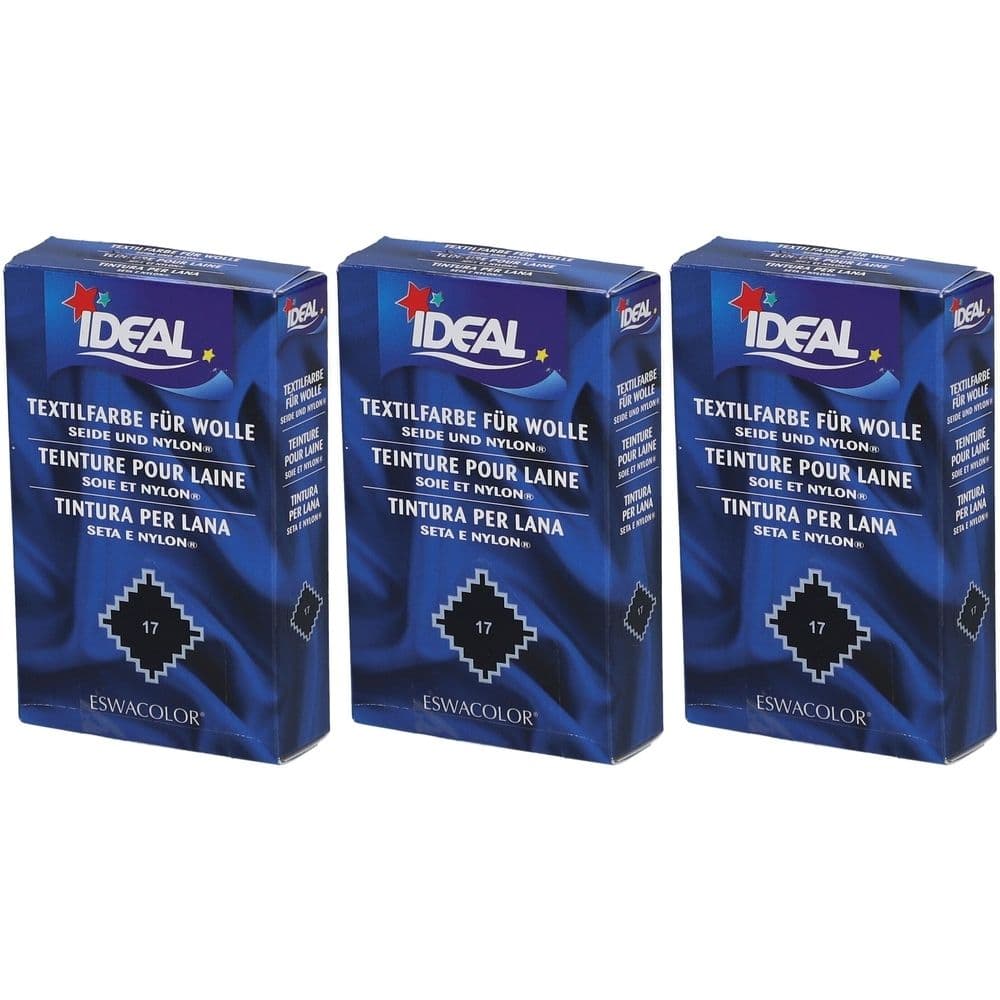 IDEAL Kleurstof voor Wol, Zijde en Nylon - 17 Zwart 3x30 Poeder