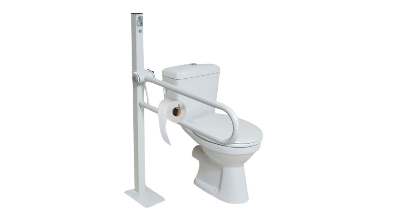Ausilium Opklapbare Handgreep met Toiletrolhouder op Verstelbare en Robuuste Kolom 1