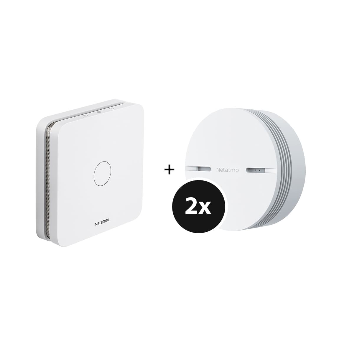 Netatmo Slimme Rookmelder 2-pack + Slimme Koolmonoxide Sensor