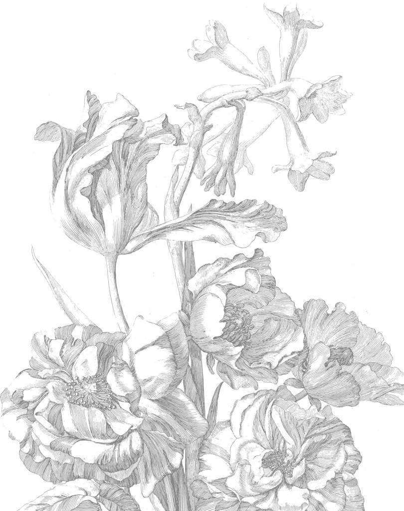 KEK Amsterdam Behangpaneel Engraved Flowers