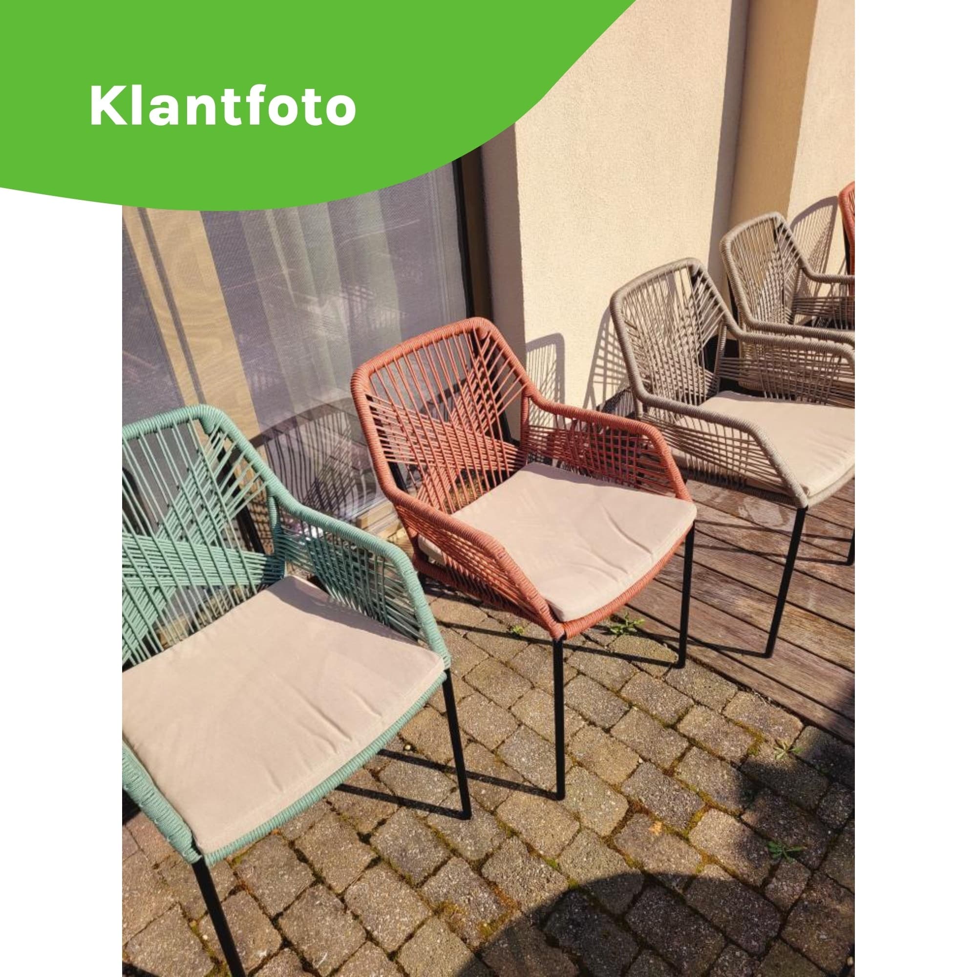Helsinki Natural/Seville zand dining tuinset | 4 personen | polywood + touw | 160cm