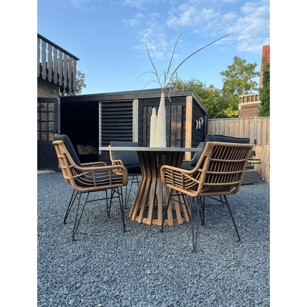 Veltis/Carlos antraciet dining tuinset | 8 personen | betonlook | 300cm