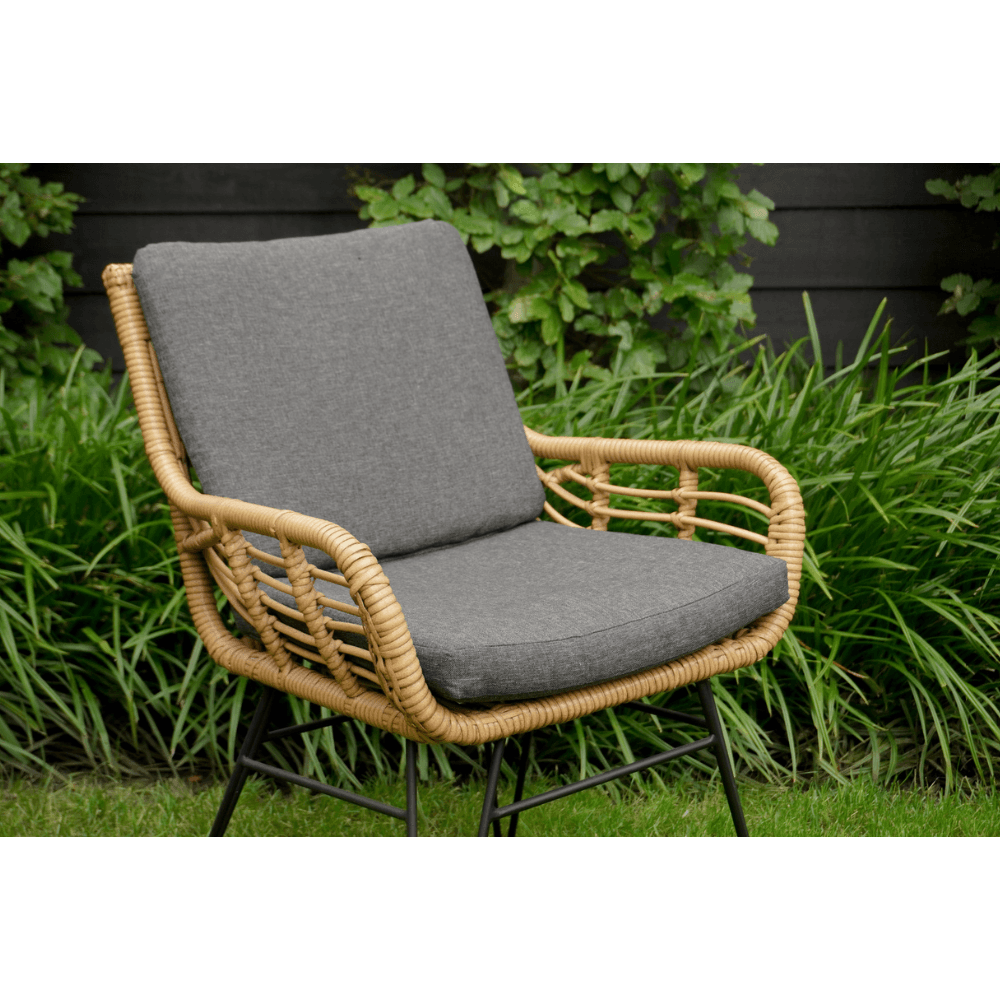 Elena/Carlos antraciet dining tuinset | 6 personen | teakhout + wicker | 240cm
