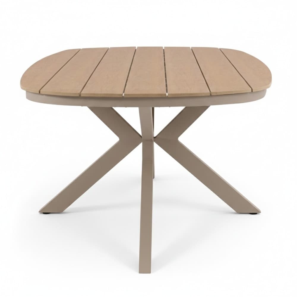 Texas/Montana beige dining tuinset | 6 personen | polywood + aluminium | 260cm Deens ovaal