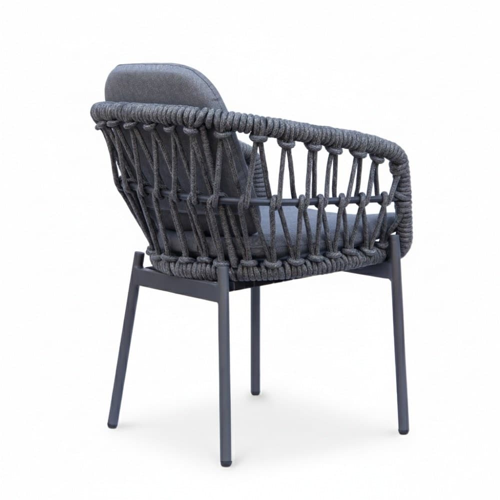Femke dining tuinstoel set van 8 | touw + aluminium | antraciet