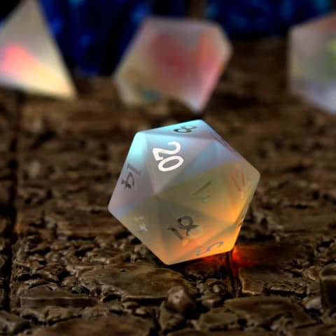 Glassstaff RPG Dice Set - CritStones: Prismatic Frost Glass