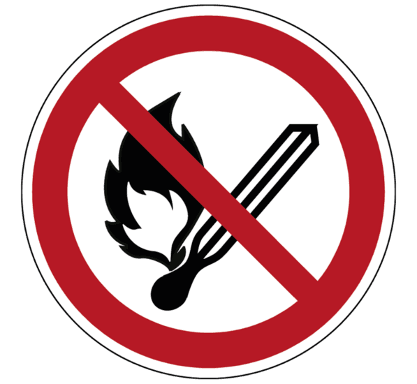 Vuur, open vlam en roken verboden pictogram