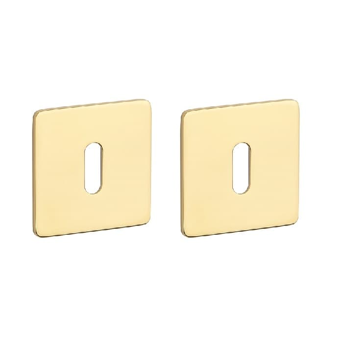 Goud gepolijste PVD vierkante sleutelplaatjes KVADRAT 1710 ultra dun 3 mm