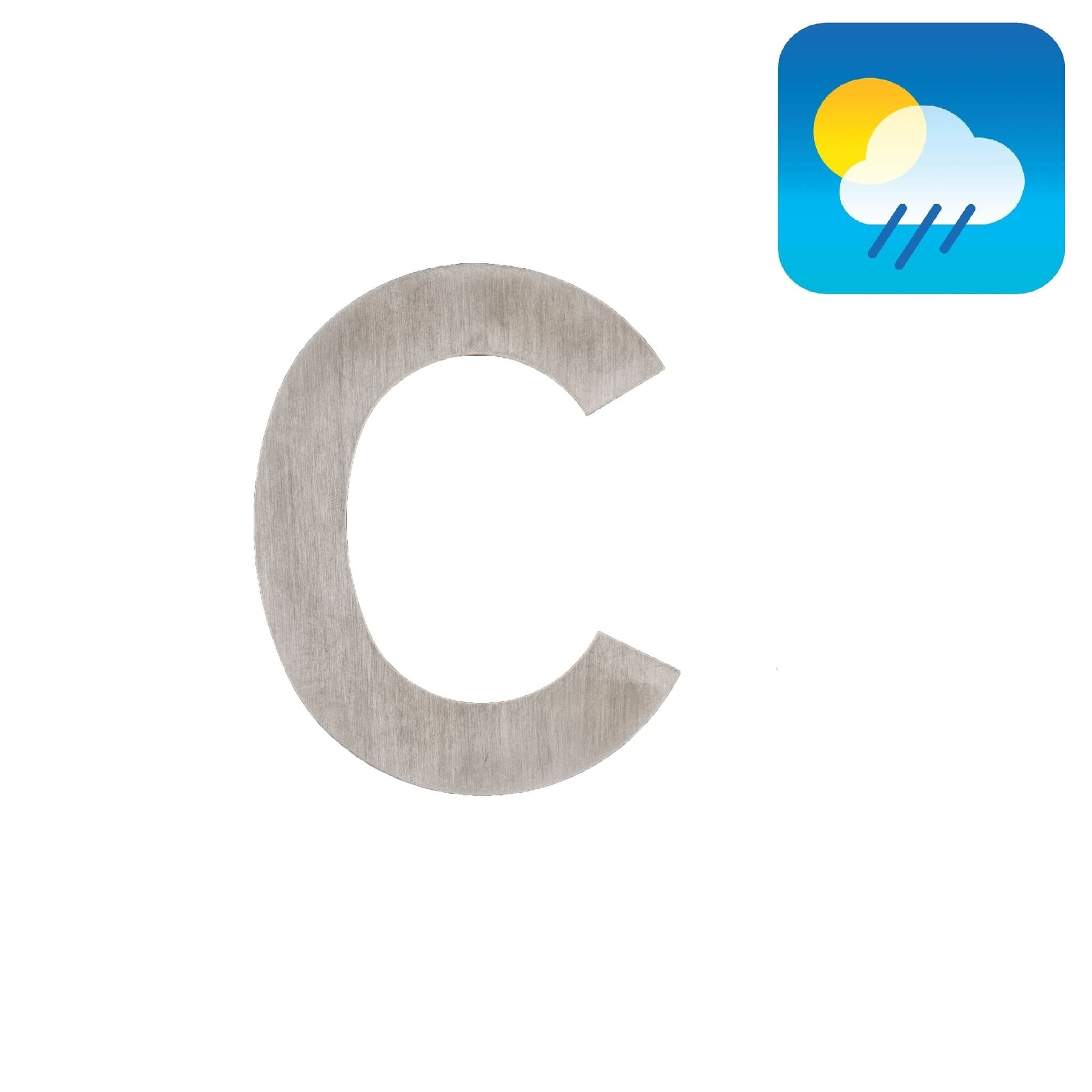 Zwarte huisletter plat "C" - zelfklevend - 75mm - RVS