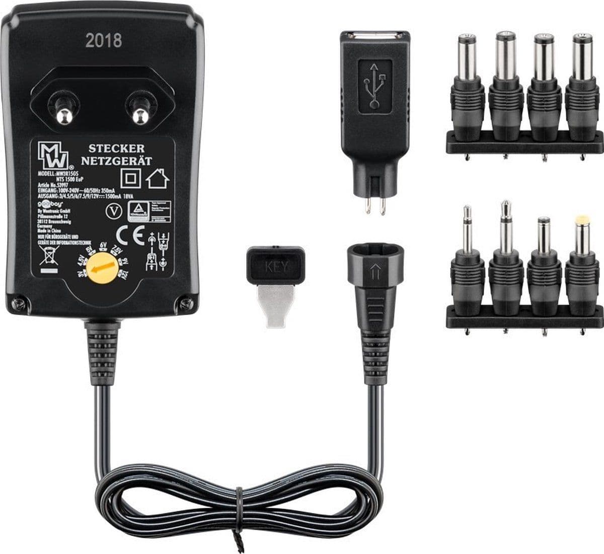 NTS 1500 MW 3R15 - Universele gestabiliseerde schakelvoeding - 1500mA - AC Euro