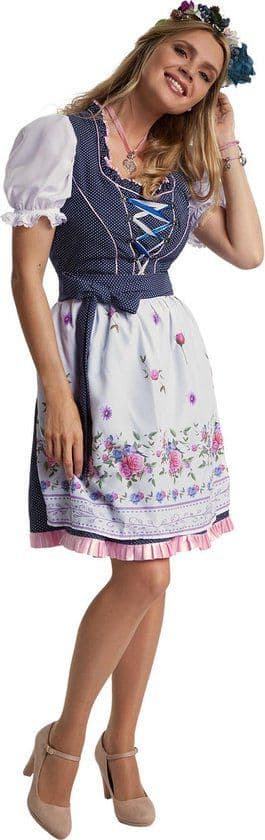 Dressforfun Mini-Dirndl Garching - verkleedkleding - vetersluiting met strass - diepblauw
