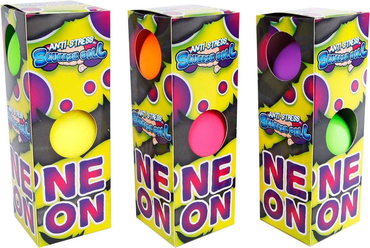 Neon knijpballen - Fidget toys stressbal - 5 cm - set van 3 (3 stuks)