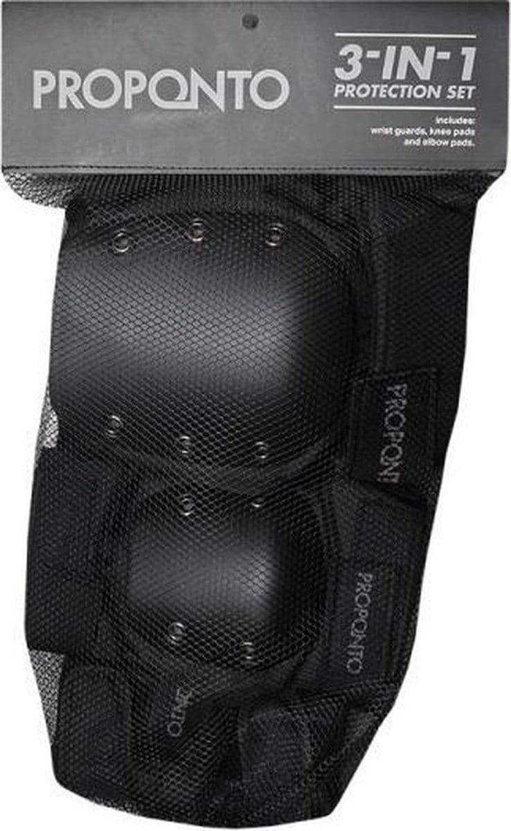 PROPONTO 3 IN 1 Beschermingsset - Knie Elleboog Polsbescherming - Small - Zwart