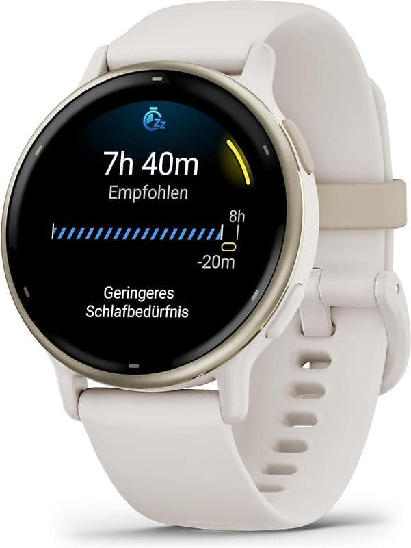 Garmin Vivoactive 5 42 mm goud met een wit siliconen polsband