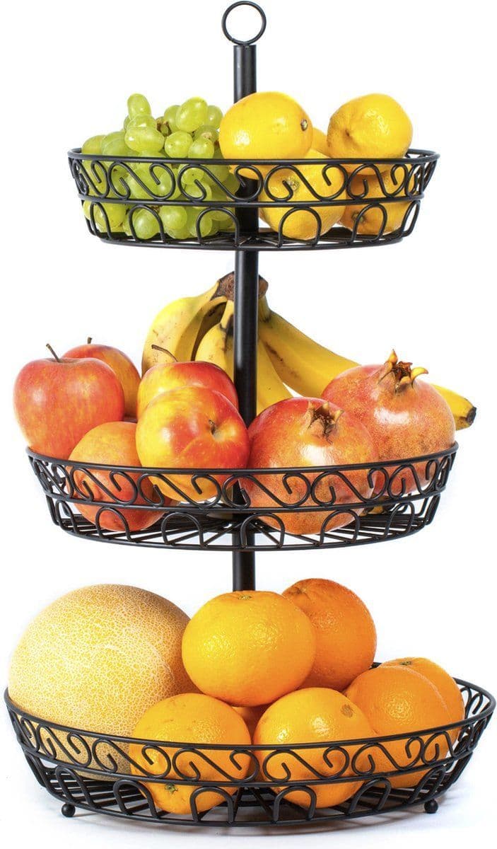 Fruit Etagère Laags - Fruitmand Metaal - Groentemand - Zwart