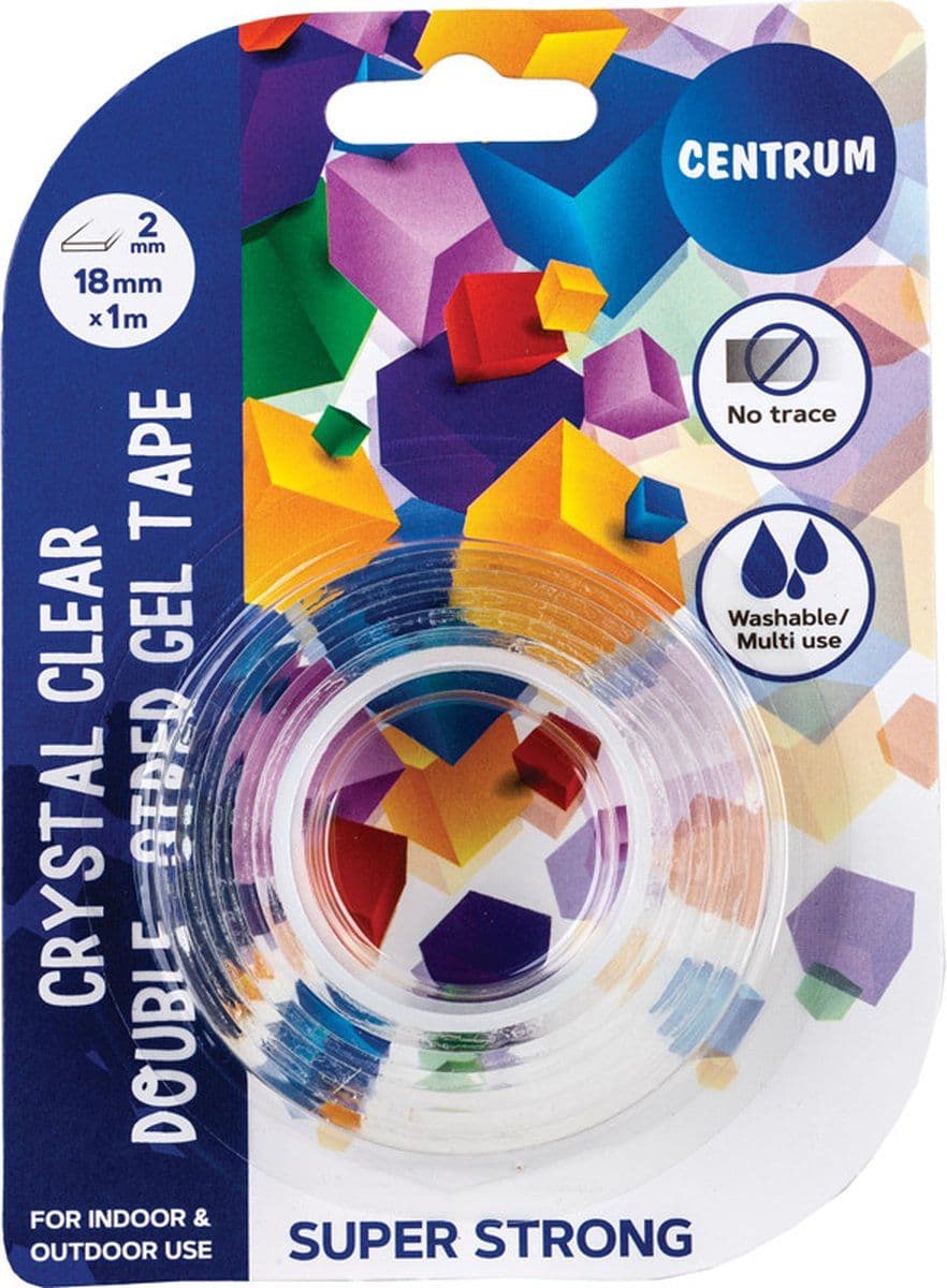 Centrum 80144 - Dubbelzijdige gel tape 18mm x 2m - Waterdicht en afwasbaar