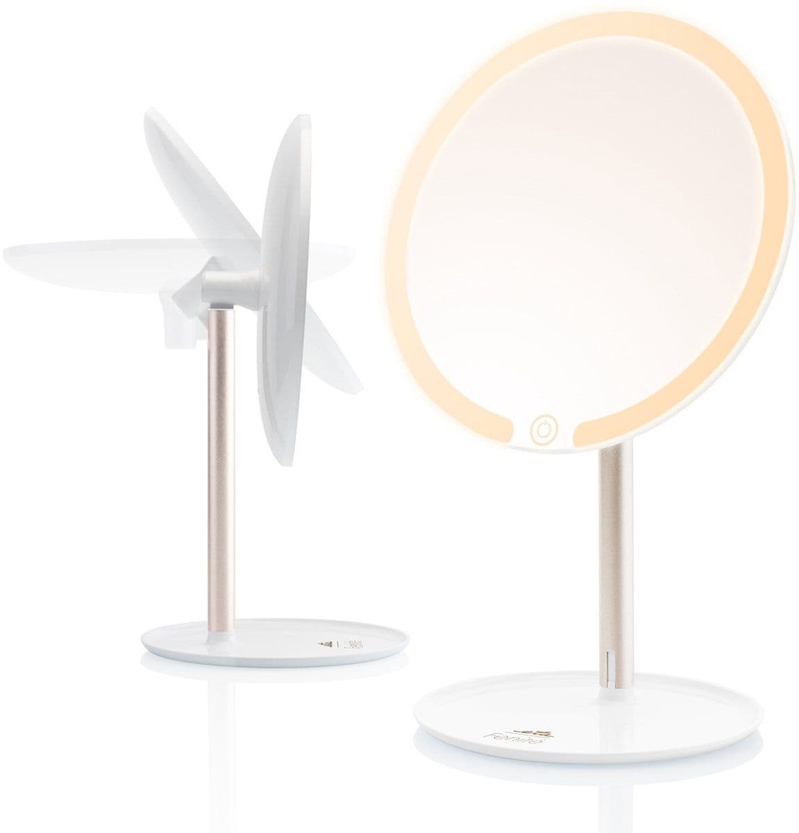 ETA Fenité - Make Up Spiegel - 90° Kantelbaar Draadloos USB-C Dimbaar Licht Ø 17,8 cm - Wit