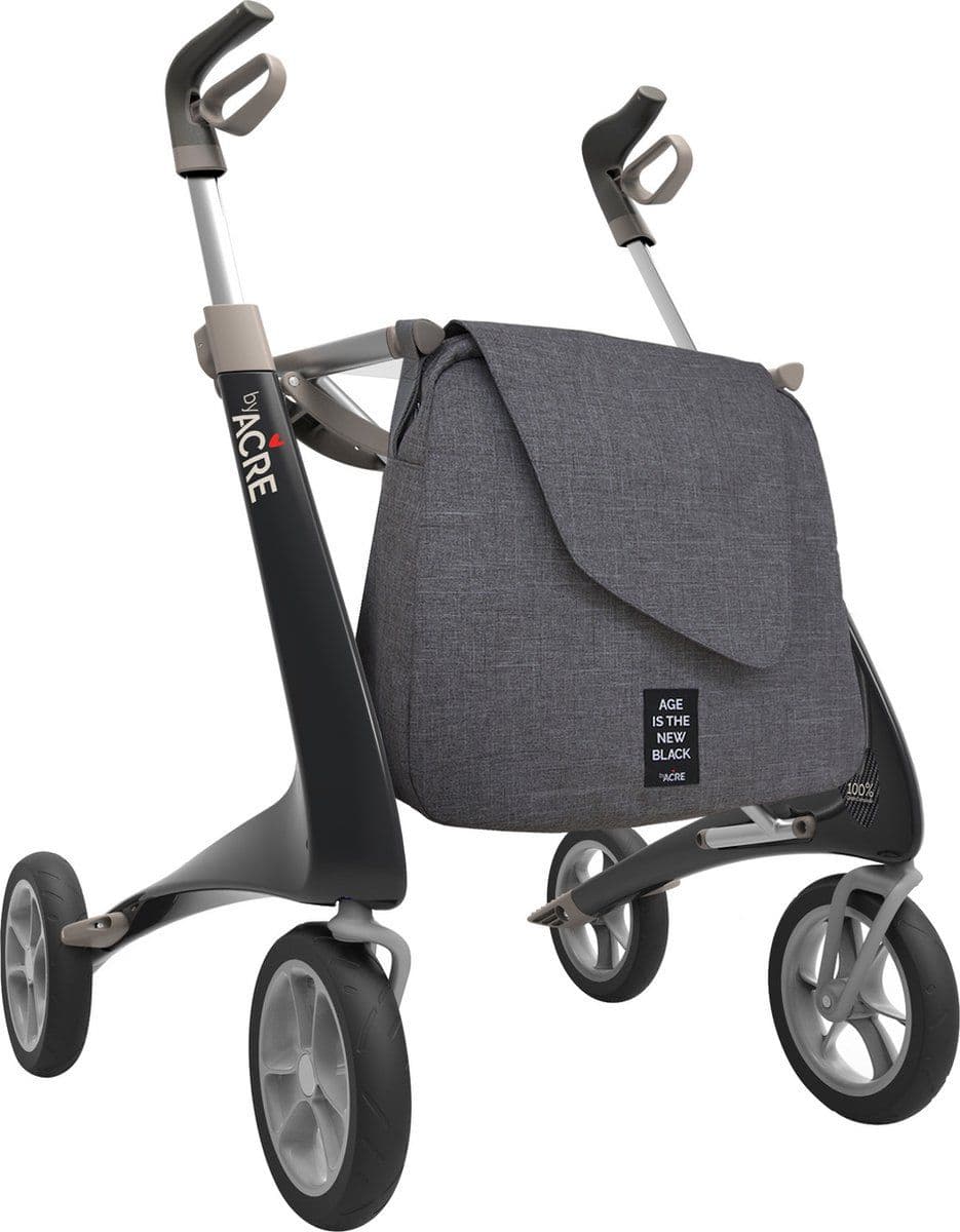 Carbon Ultralight Rollator Zwart - Standaard maat inclusief tas