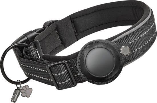 Vulpes Goods® Pets - Hondenhalsband - Geschikt voor Apple AirTag - Reflecterend en waterbestendig - Premium black - M